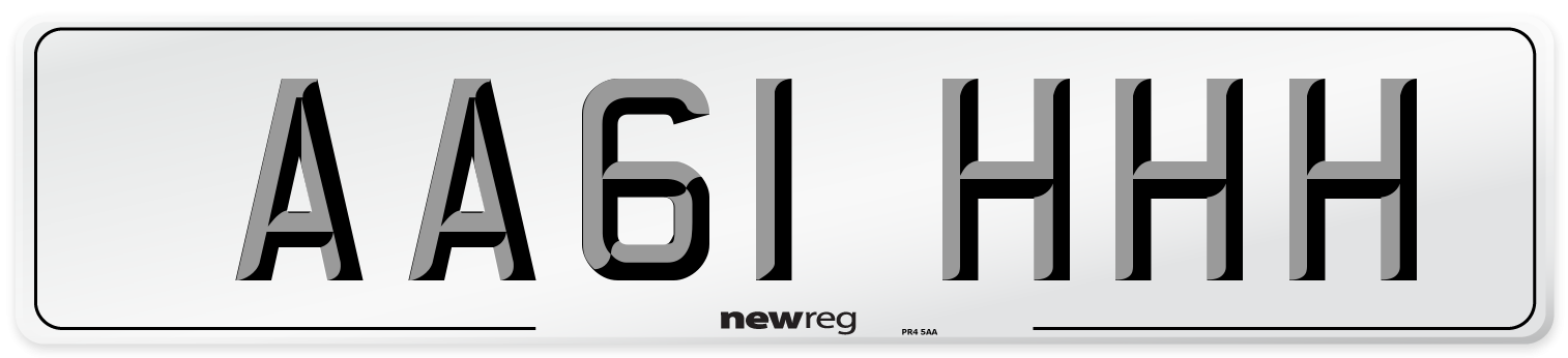 AA61 HHH Number Plate from New Reg